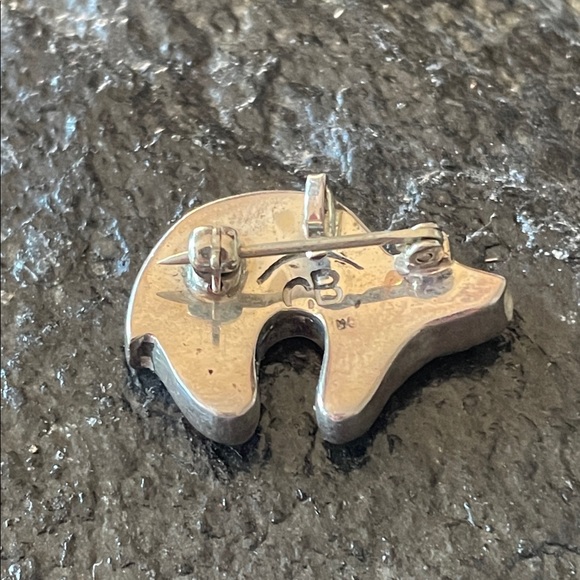 Vintage Charlie Bowie Navajo Native American Bear Pin and Pendant - Picture 7 of 14